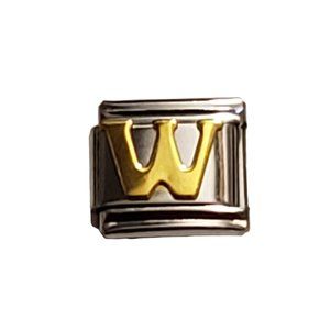 Italian Charm Bracelet Alphabet Letter Link - LETTER "W"